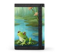 Dreifach gefaltete Brieftasche Frosch im Teich, schlanke Brieftasche, personalisierbar, RFID-blockierend, für Damen und Herren, Einheitsgröße, Stil:, Einheitsgröße