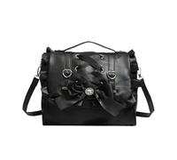 Dreifache Tragemöglichkeit Anime Styles PU Schultertasche für Mädchen Rucksack mit Schleifen Detail und geräumiger Innenseite, Crossbody Bag Little Girl Geldbörse, Schwarz