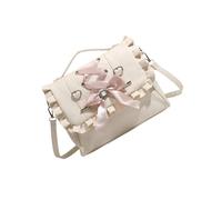 Dreifache Tragemöglichkeit Anime Styles PU Schultertasche für Mädchen Rucksack mit Schleifen Detail und geräumiger Innenseite, Crossbody Bag Little Girl Geldbörse, beige