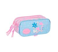 Dreifaches Mehrzweck-Etui BlackFit8 Smile Rosa Hellblau 21,5 x 10 x 8 cm