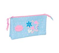Dreifaches Mehrzweck-Etui BlackFit8 Smile Rosa Hellblau 22 x 12 x 3 cm