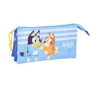 Dreifaches Mehrzweck-Etui Bluey Let's play Blau 22 x 12 x 3 cm