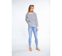 Dreimaster Strick Pullover Damen Wollweiss Marine M/L