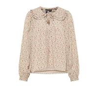 DreiMaster Vintage Damen Blusenshirt, Wollweiss Rot Mehrfarbig, XS