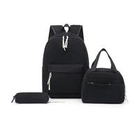 Dreiteilige Cord-All-Match-Tasche mit Lunchtasche und Laptop-Rucksack | Dreiteilige All-Match-Tasche aus Cord, Lunchtasche, Stifttasche, vielseitiger Rucksack, einfaches Rucksack-Set (schwarz)