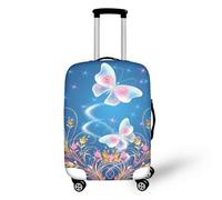 Dremagia Verdickte Reisegepäck-Abdeckung, 45,7 cm, 61 cm, 66 cm, 71,2 cm, 76,2 cm, 76,2 cm, 81,3 cm, Glitzernder Schmetterling, blau, L(for 26-29 inch luggage)