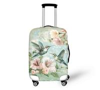 Dremagia Verdickte Reisegepäck-Abdeckung, 45,7 cm, 61 cm, 66 cm, 71,2 cm, 76,2 cm, 76,2 cm, 81,3 cm, Grüne Kolibri-Blume, XL(for 30-32 inch luggage)