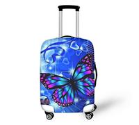 Dremagia Verdickte Reisegepäckabdeckung 18/24/26/28/30/32 Zoll Koffer Spandex Abdeckung, Blauer glitzernder Schmetterling, XL(for 30-32 inch luggage)