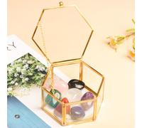 DRERIO Schmuckschatulle Glas 12 x 11 cm Große dekorative Schmuckbox Transparent Ringhalter Glas Gold für Schmuck, Ohrringe, Ringe, Halsketten