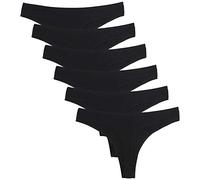 DRESHOW 6 Stück Baumwolle String Tanga Damen Unterhosen Frauen V-Waist Atmungsaktiver No Show Thong Unterwäsche