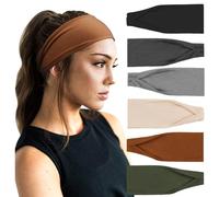 DRESHOW 6 Stück Damen Stirnband Kopfband Haarband Turban Elastische Stirnband Haarschmuck für Mädchen Alltag Yoga Sport Fitness