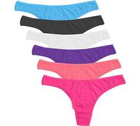 DRESHOW Damen Baumwolle Tanga Unterwäsche Assorted Strings Unterwäsche Atmungsaktive Unterhosen, 6er-Pack