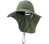 DRESHOW Damen Sonnenhut Outdoor-Hut mit Breiter Krempe UV-Schutz Hut mit Nackenschutz UPF 50+ Faltbare Verstellbare Mesh-Hüte mit Öffnung für Pferdeschwanz Strand Angeln Hüte