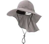 DRESHOW Damen Sonnenhut Outdoor-Hut mit Breiter Krempe UV-Schutz Hut mit Nackenschutz UPF 50+ Faltbare Verstellbare Mesh-Hüte mit Öffnung für Pferdeschwanz Strand Angeln Hüte