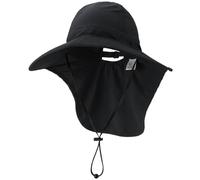 DRESHOW Damen Sonnenhut Outdoor-Hut mit Breiter Krempe UV-Schutz Hut mit Nackenschutz UPF 50+ Faltbare Verstellbare Mesh-Hüte mit Öffnung für Pferdeschwanz Strand Angeln Hüte