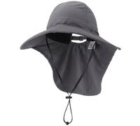 DRESHOW Damen Sonnenhut Outdoor-Hut mit Breiter Krempe UV-Schutz Hut mit Nackenschutz UPF 50+ Faltbare Verstellbare Mesh-Hüte mit Öffnung für Pferdeschwanz Strand Angeln Hüte