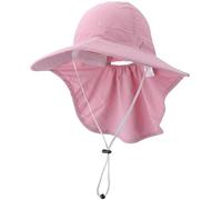 DRESHOW Damen Sonnenhut Outdoor-Hut mit Breiter Krempe UV-Schutz Hut mit Nackenschutz UPF 50+ Faltbare Verstellbare Mesh-Hüte mit Öffnung für Pferdeschwanz Strand Angeln Hüte