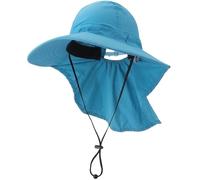 DRESHOW Damen Sonnenhut Outdoor-Hut mit Breiter Krempe UV-Schutz Hut mit Nackenschutz UPF 50+ Faltbare Verstellbare Mesh-Hüte mit Öffnung für Pferdeschwanz Strand Angeln Hüte