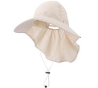 DRESHOW Damen Sonnenhut Outdoor-Hut mit Breiter Krempe UV-Schutz Hut mit Nackenschutz UPF 50+ Faltbare Verstellbare Mesh-Hüte mit Öffnung für Pferdeschwanz Strand Angeln Hüte