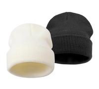 DRESHOW Winter Mütze Damen Beanie Mütze Herren Strick Beanie Unisex Slouchy Beanie Weich Warme Mütze 2 Stück