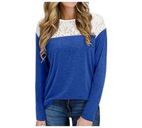 Dress Clips Damen Herbst und Winter Mode O-Ausschnitt Nähte Spitze Langarm Top Pullover Winter Casual Top Stirnband Handschuhe Gelb Damen Damen Strick Crop Top