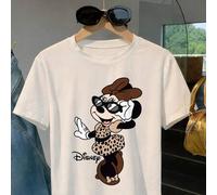 Dress it up or down, it goes great with jeans! Y2K cute mouse Leopard Print Sunglasses Cool Print Short Sleeve 100% cotton T-Shirt for Women, Sweet S