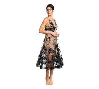 Dress the Population Audrey-Damenkleid mit Spaghettiträgern, A-Linie, 3D-Blumenmuster