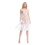 Dress the Population Audrey-Damenkleid mit Spaghettiträgern, A-Linie, 3D-Blumenmuster