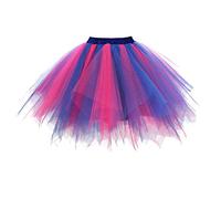 Dressever Damen 50er Rockabilly Petticoat Retro Tüllrock Blau Fuchsie XXL