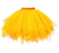 Dressever Damen 50er Rockabilly Petticoat Retro Tüllrock Gold XXL