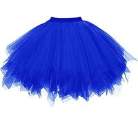 Dressever Damen 50er Rockabilly Petticoat Retro Tüllrock Königsblau M