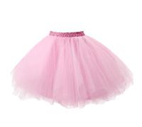Dressever Damen 50er Rockabilly Petticoat Retro Tüllrock Rosa XXL