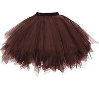 Dressever Damen 50er Rockabilly Petticoat Retro Tüllrock Schokolade XL