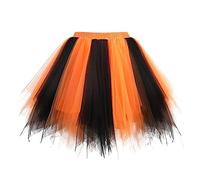 Dressever Damen Tüllrock 50er Rockabilly Petticoat Retro Tutu Ballet Cosplay Prom Abendkleider Anlass Schwarz Orange Medium