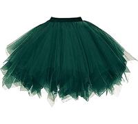 Dressever Damen Tüllrock 50er Rockabilly Petticoat Retro Tutu Ballet Cosplay Prom Abendkleider Anlass Dunkelgrün XX-Large