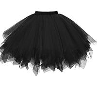 Dressever Damen Tüllrock 50er Rockabilly Petticoat Retro Tutu Ballet Cosplay Prom Abendkleider Anlass Schwarz X-Large