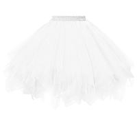 Dressever Damen Tüllrock 50er Rockabilly Petticoat Retro Tutu Ballet Cosplay Prom Abendkleider Anlass Weiß Medium