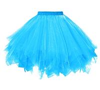 Dressever Damen Tüllrock 50er Rockabilly Petticoat Retro Tutu Ballet Cosplay Prom Abendkleider Anlass Blau XX-Large