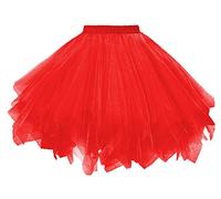 Dressever Damen Tüllrock 50er Rockabilly Petticoat Retro Tutu Ballet Cosplay Prom Abendkleider Anlass Rot XX-Large