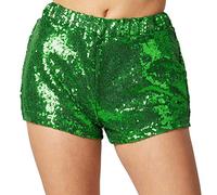 dressforfun 900996 Damen Pailletten Glitzer Shorts, sexy Kurze Hose Shorts, grün (XXL | Nr. 303905)