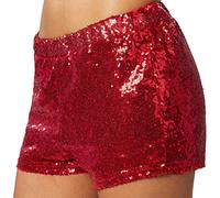 dressforfun 900996 Damen Pailletten Glitzer Shorts, sexy Kurze Hose Shorts, rot (XXL | Nr. 303915)