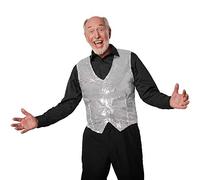 dressforfun 901000 Herren Pailletten Anzug Weste, V-Ausschnitt, Ärmellos, silber - diverse Größen - (XL | Nr. 303969)