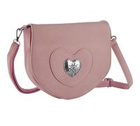 dressforfun Dirndl Tasche, Herztasche, Handtasche Damen mittelgroß, Trachten Mode, Trachtentasche in Wildlederoptik, Damen Tasche, Umhängetasche, Oktoberfest Accessoires, Damen-Schultertaschen - rosa