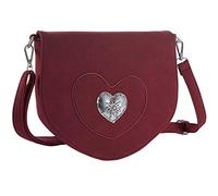 dressforfun Dirndl Tasche, Herztasche, Handtasche Damen mittelgroß, Trachten Mode, Trachtentasche in Wildlederoptik, Damen Tasche, Umhängetasche, Oktoberfest Accessoires, Damen-Schultertaschen - rot