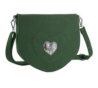 dressforfun Dirndl Tasche, Herztasche, Handtasche Damen mittelgroß, Trachten Mode, Trachtentasche in Wildlederoptik, Damen Tasche, Umhängetasche, Oktoberfest Accessoires, Damen-Schultertaschen - grün