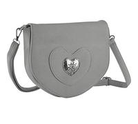 dressforfun 900650 Damen Trachten Handtasche mit Herz Motiv, Schicke Trachtenhandtasche in Wildlederoptik (Grau | Nr. 303261)