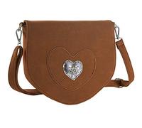 dressforfun Dirndl Tasche, Herztasche, Handtasche Damen mittelgroß, Trachten Mode, Trachtentasche in Wildlederoptik, Damen Tasche, Umhängetasche, Oktoberfest Accessoires, Damen-Schultertaschen - braun