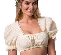 dressforfun Dirndlbluse Spitze, Trachtenbluse, Bluse Dirndl mit Trapez Ausschnitt und Rüschen, Damen Bluse kurz, Creme - (M | Nr. 303046)