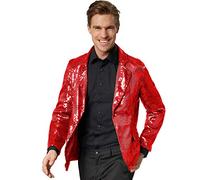 dressforfun Glitzer Pailletten Blazer, Sakko, Kostüm Herren, Faschingskostüme Männer, Karneval, Kostüme für Erwachsene, 80er Jahre Outfit, Discokugel, Gruppenkostüm Erwachsene - rot, XL