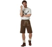 dressforfun Kurze Trachtenhose aus Fleece, vegane Lederhose, Tracht Herren, Trachten Lederhose Look ohne Leder, Vintage Optik mit authentischer Stickerei für Oktoberfest, Volksfest